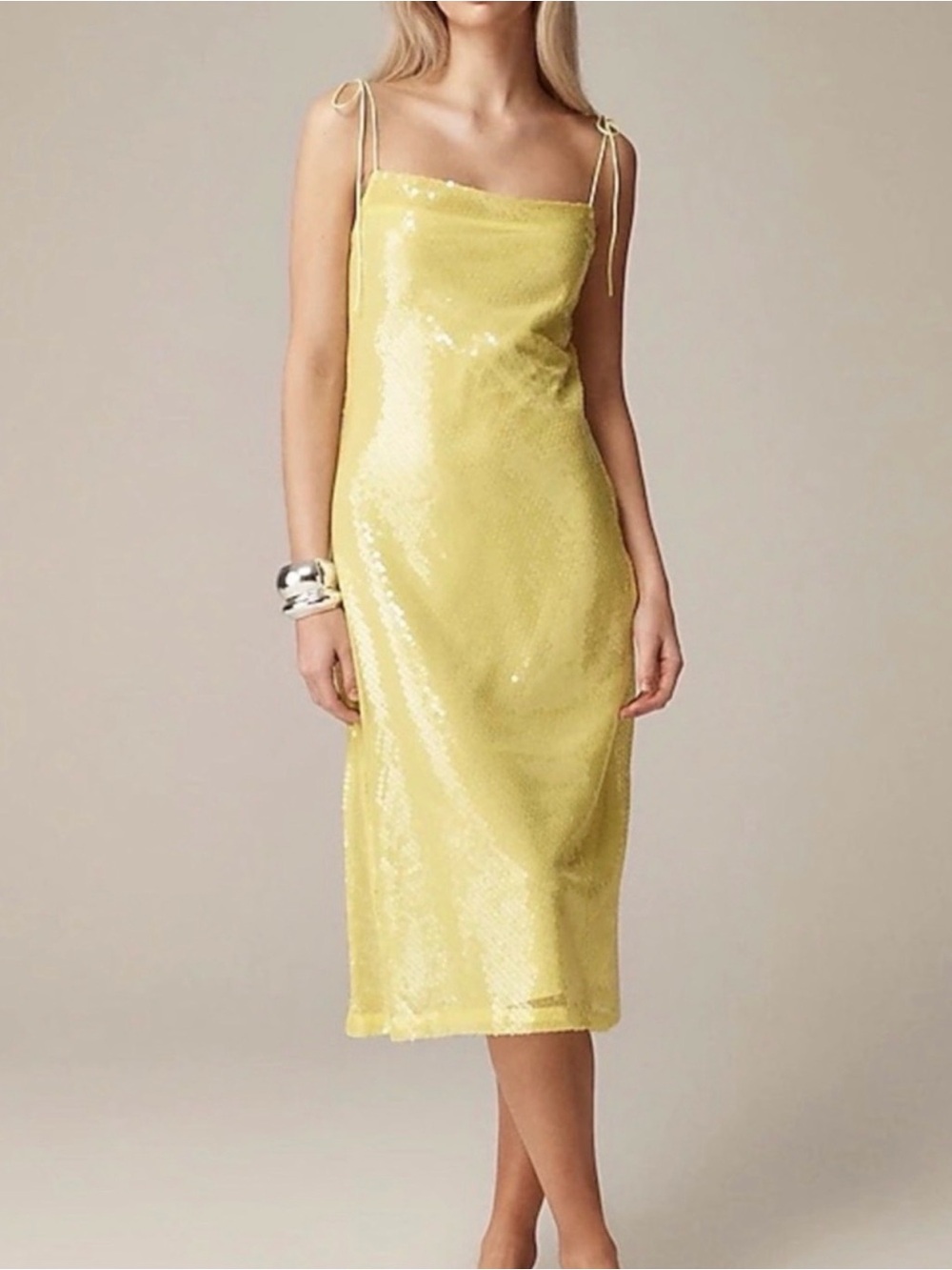 Anna October x J.Crew Yellow Sequin Slip Midi Dress 4